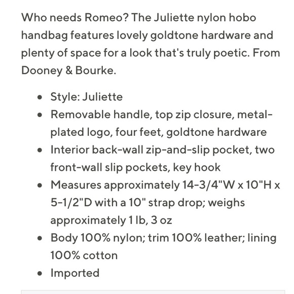 Dooney & Bourke || Nylon Juliette Hobo Bag - Picture 14 of 15